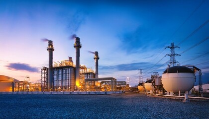 twilight photo of power plant natural gas combined cycle power plant