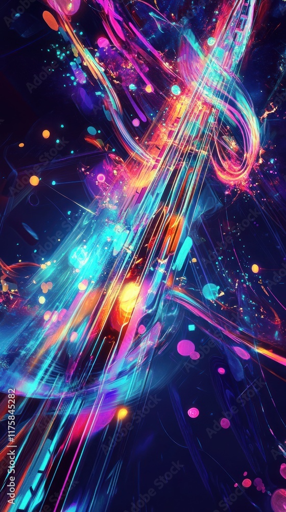 Aufkleber vibrant abstract composition with colorful swirls and dynamic light trails in a dark background, cap