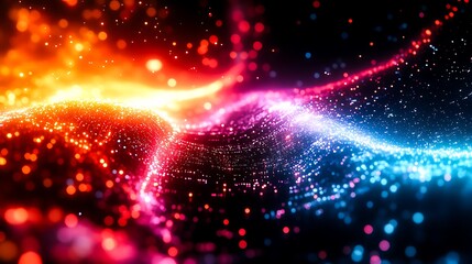 Obraz premium Futuristic Neon Grid Malfunction with Digital Glitch Effects