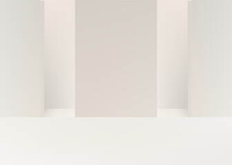 Beige pillars with offwhite gradient vibrant colors background 