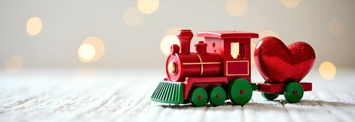 A truly delightful and charming toy train featuring a lovely heart, perfect for conveying feelings of love and joy. Valentin's day concept.