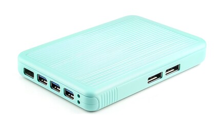 A green device with a white background