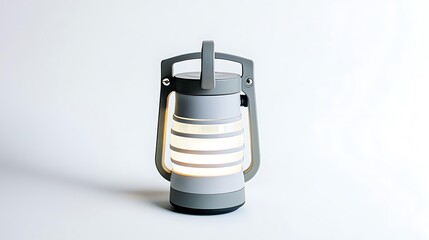 A lantern with a white handle and a white light inside