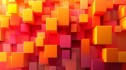 Modern 3D render showcasing neatly aligned glossy blocks in vibrant orange and yellow tones symbolizing order innovation creativity and dynamic energy perfect for contemporary tech themes

