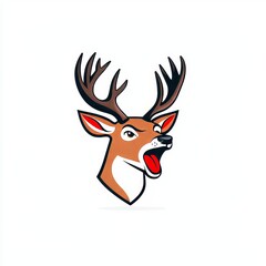Naklejka premium A deer head design logo, an abstract sketch of a deer with horns, and a charming cartoon deer.