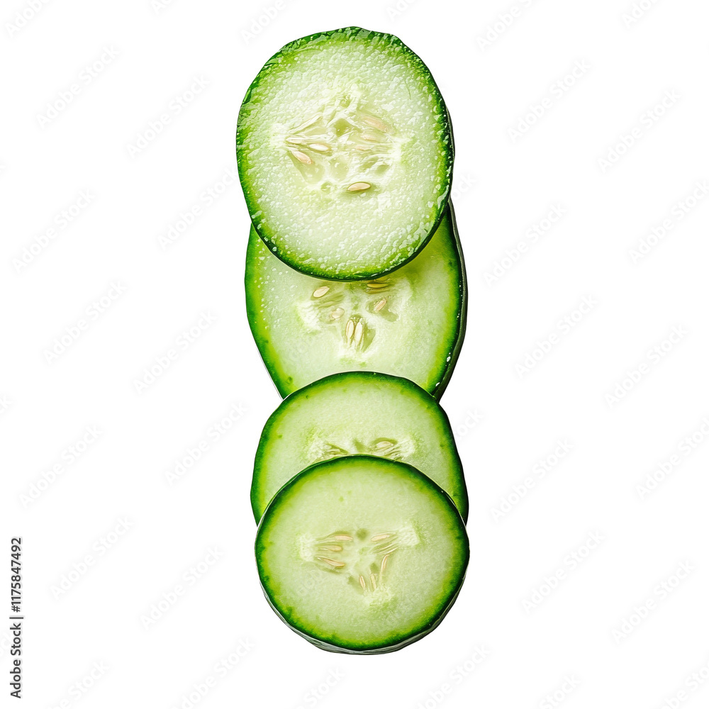 Poster freshly sliced cucumber rounds arranged on a clean transparent background ready to enhance any dish 