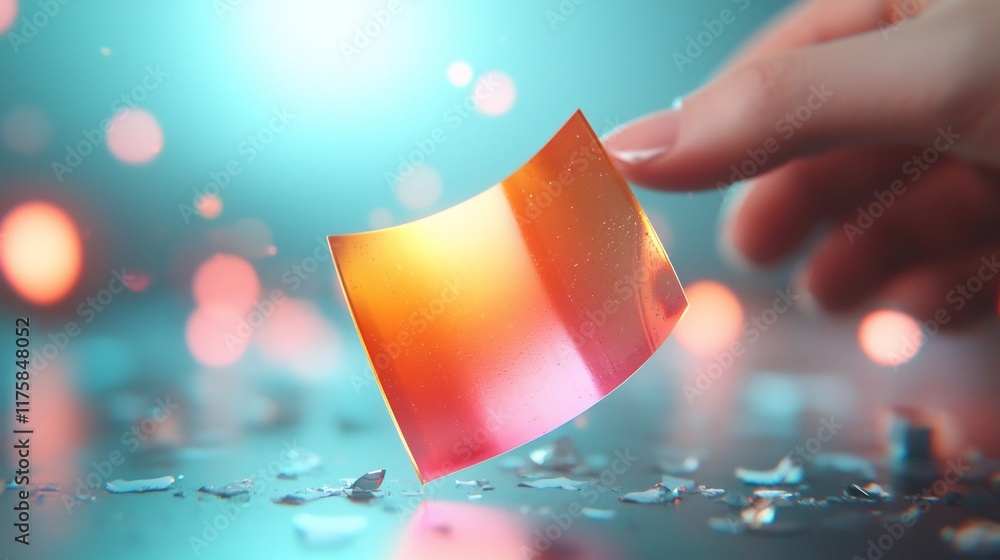 Poster enchanting holographic gradient shimmering iridescent foil captivating ethereal kaleidoscopic refrac