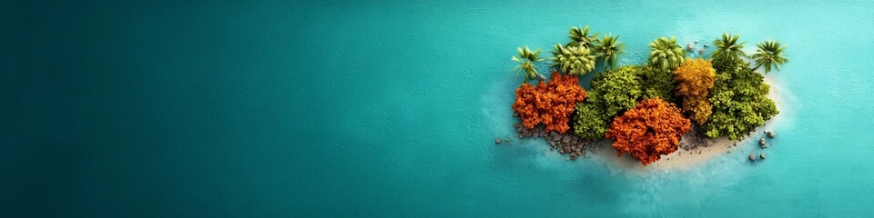 Lush verdant tropical island oasis surrounded by a serene vibrant ocean landscape  This surreal fantastical scene depicts the natural beauty and ecological balance of an untouched