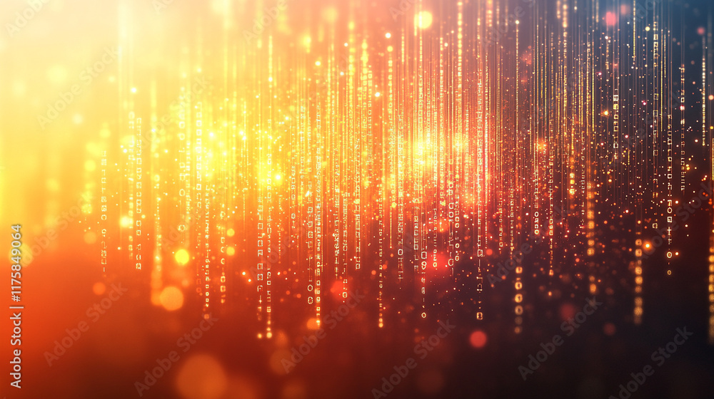 Poster abstract representation of cyberspace matrix featuring falling digital lines resembling binary code 