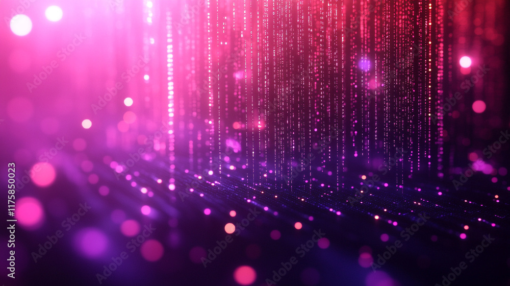 Poster abstract representation of cyberspace matrix featuring falling digital lines resembling binary code 
