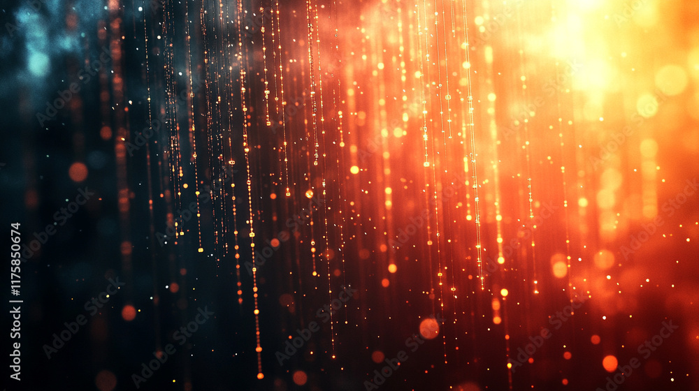 Poster abstract representation of cyberspace matrix featuring falling digital lines resembling binary code 