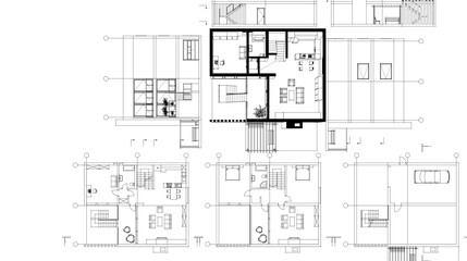 house architectural project sketch 3d illustration	
