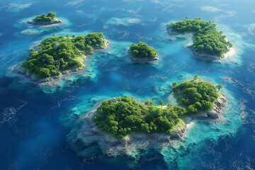 Naklejka premium Photo réaliste d’un archipel tropical entouré d’eaux turquoise