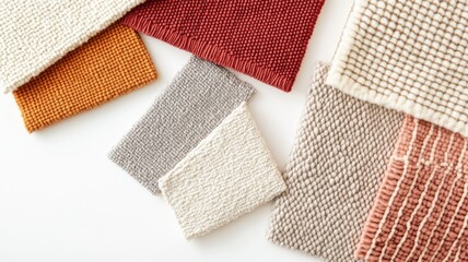 Colorful textile swatches in various patterns for interior design and decoration