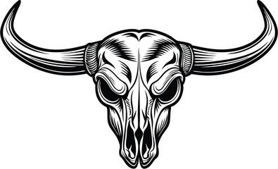 Obraz premium Minimalist Bull Skull with Horns