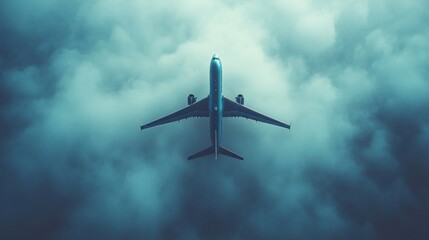 Fototapeta premium Airplane above dark clouds.