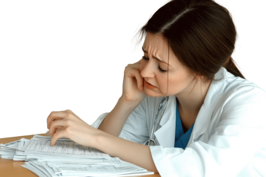 Female Doctor at Work in a Lab Coat
