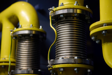 Bellows Vibration Compensator on Yellow Gas Pipeline – Best for Industrial, Gas Transmission, and...
