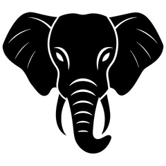 elephant head black silhouette vector with white background. Wild animal vector