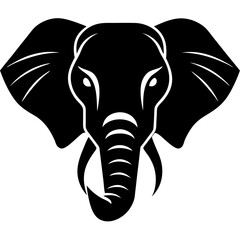 elephant head black silhouette vector with white background. Wild animal vector