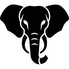 elephant head black silhouette vector with white background. Wild animal vector