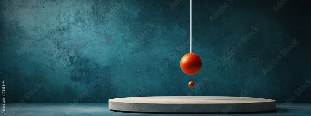 Poster mesmerizing oscillating pendulum 3d rendered minimalist animation depicting the rhythmic motion and 