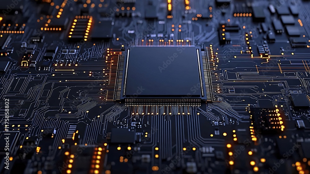 Poster close-up of a central processing unit on a circuit board. (1)