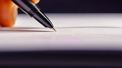 A close-up image depicting a hand of a young adult writing with a black pen on a sheet of paper. The setting is minimalistic, evoking focus and determination in a creative process.