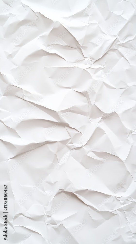 Poster crumpled white paper provides a textured and abstract background, suitable for various design and ar