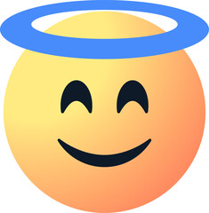 Obraz premium Halo emoticon, angel emoji with smiling face : smile, happy sticker emotion