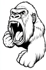 Modern Black and White Gorilla Cartoon Illustration
