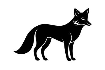 Fox black silhouette vector with white background. Wild animal vector