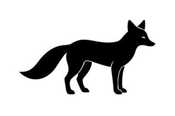 Fox black silhouette vector with white background. Wild animal vector
