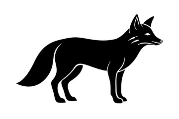 Fox black silhouette vector with white background. Wild animal vector