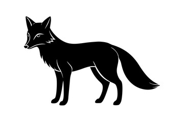Fox black silhouette vector with white background. Wild animal vector
