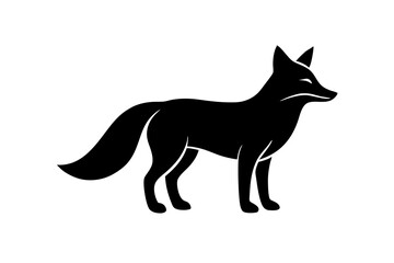 Fox black silhouette vector with white background. Wild animal vector