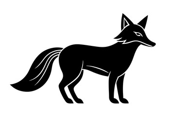 Fox black silhouette vector with white background. Wild animal vector