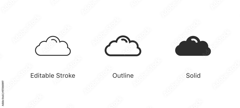 Poster Cloud icon symbol , drive storage and cloud computing icon . EDITABLE STROKE ICON. outline and filled web icons vector sign