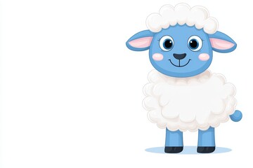 Obraz premium Stock image of a cute lamb cartoon character, isolated against a white background.
