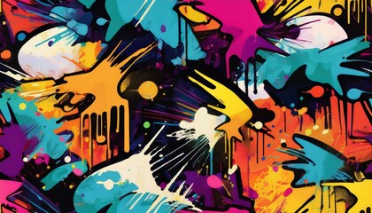 Fototapeta premium graffiti street art splatter seamless pattern background