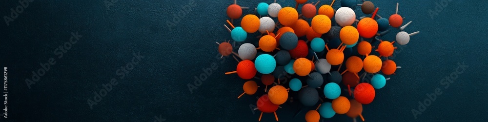 Poster visually striking depicting a vibrant abstract spherical cluster representing the frequency distribu