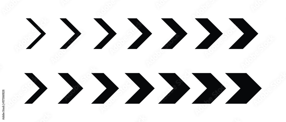 Fototapete Abstract arrow speed icon. Sideways Arrow icon Striped direction sign, Turn right symbol. Data transfer technology concept. Vector element