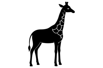 giraffe black silhouette vector with white background. Wild animal vector