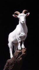 Fototapeta premium Goat's Head Peeking from Rock Top