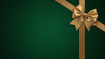 Elegant gold ribbon on lush green background ideal for festive occasions like Christmas parties