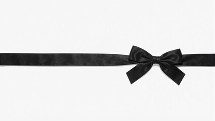 Sleek black ribbon and bow on light gray background perfect for chic occasions