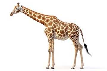 Naklejka premium A Reticulated Giraffe Stands Against A White Background