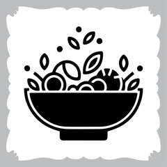 Healthy Salad Silhouette Fresh and Simple Design black colour vactor
