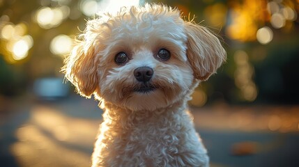 Close-Up of a Bichon Frise Displaying Its Fluffy and Elegant Appearance