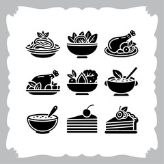 Healthy Salad Silhouette Fresh and Simple Design black colour vactor
